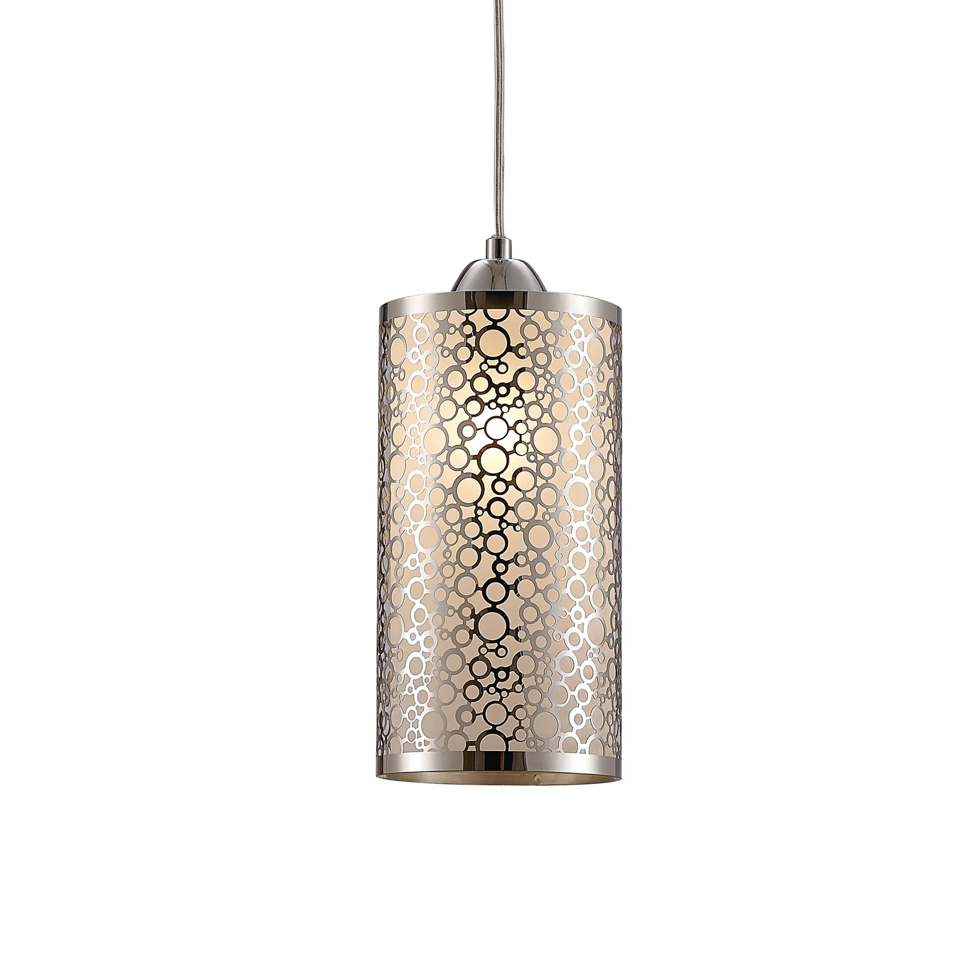 Charon Circle Pattern Glass Pendant 1 Light Polished Chrome D0133  Deco Charon